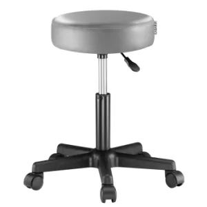 Image of Stool with Wheels Grey Faux Leather