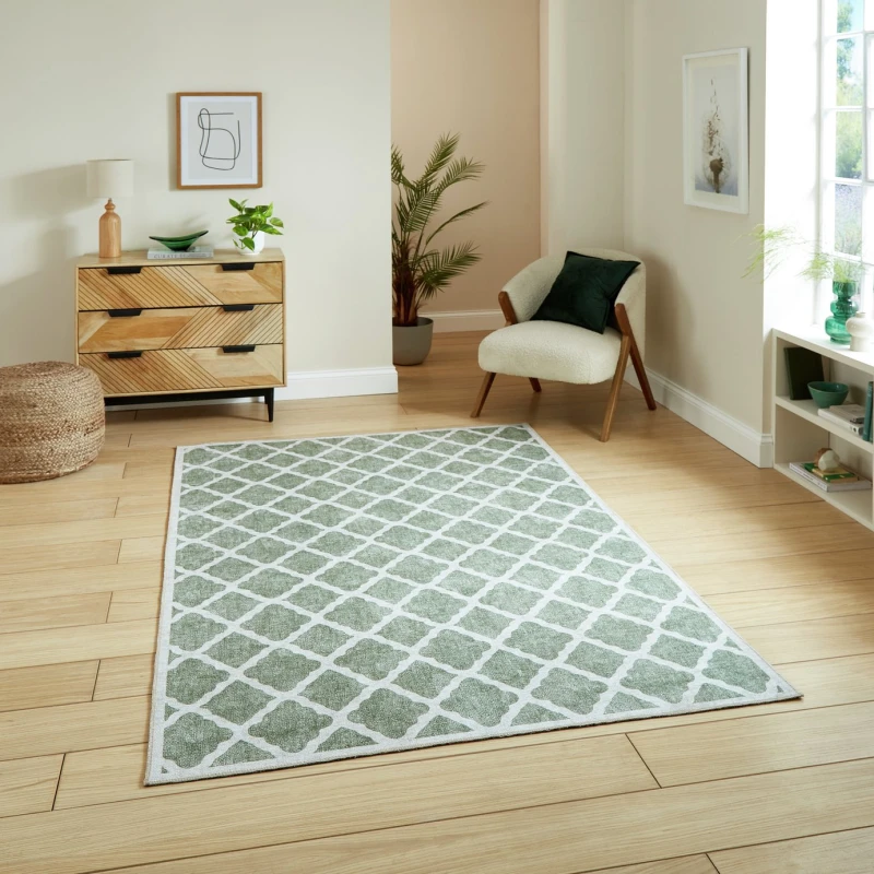 Image of Think Rugs Think Rugs Washable Coral Green Rug - 152x230cm