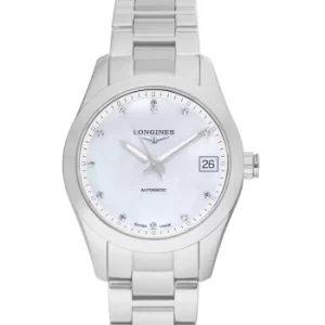 image of Conquest Classic Automatic Mother of Pearl Dial Diamond Ladies Watch