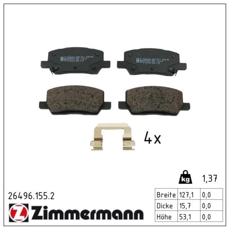 Image of ZIMMERMANN Brake pad set ZIMMERMANN 26496.155.2