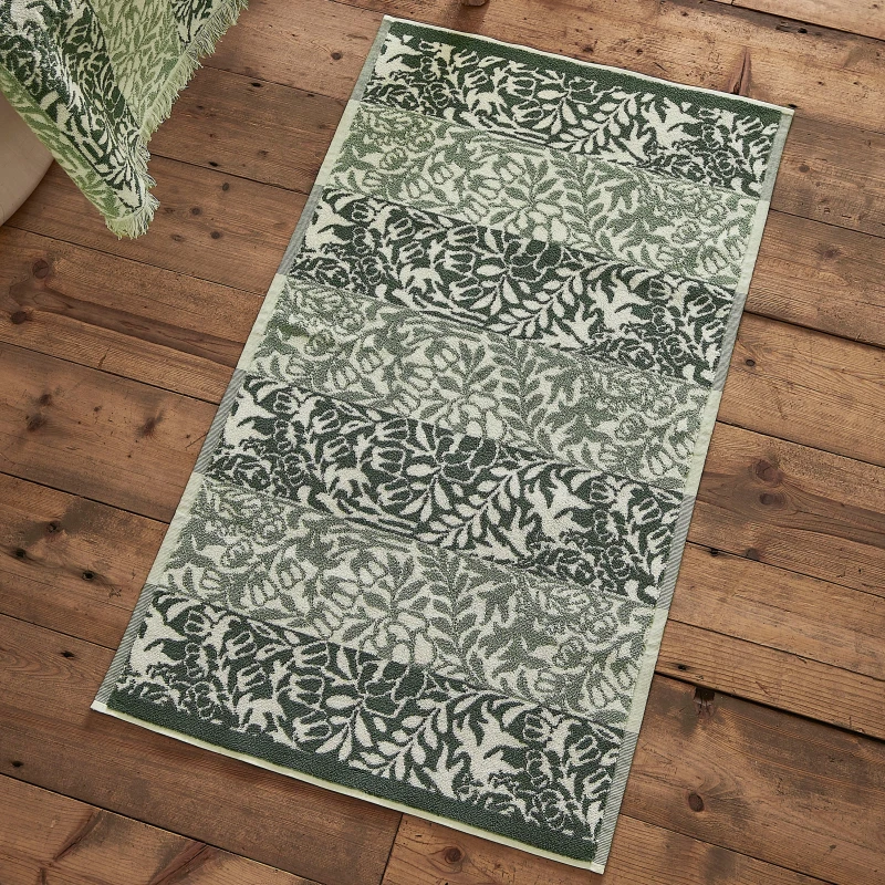 Image of William Morris At Home Rose Stripe Bath Mat Sage