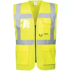 image of Portwest S476 Yellow Sz 7XL Hi-Vis Vest Berlin Executive Pockets Reflective