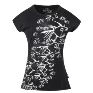 Hot Tuna Tuna Pattern T Shirt Ladies - Black