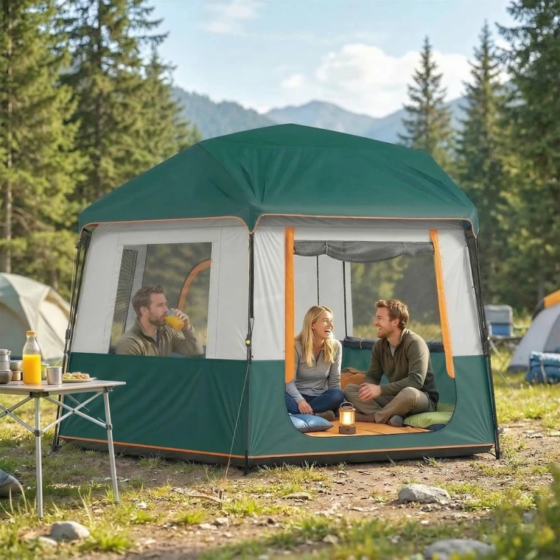Image of OUTSUNNY Camping Tent 3000mm Waterproof 4-6 Person in Green Green Unisex