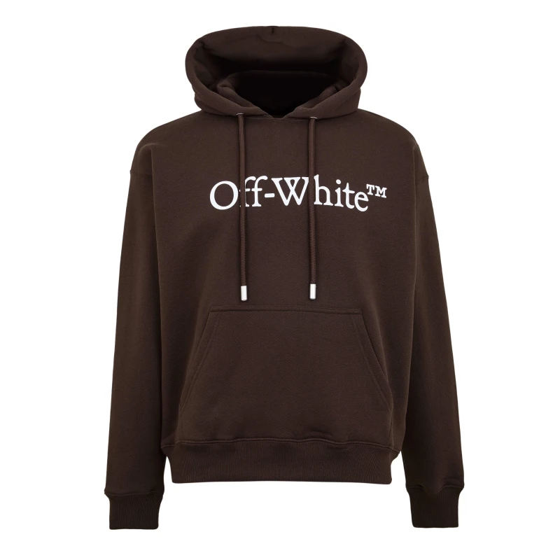 Image of Off White Mens Big Bkish Skt Pull Over Hoodie Chocolate-White male XS