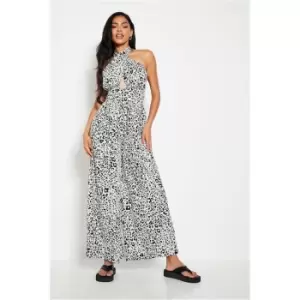 Image of I Saw It First White Woven Leopard Print Halterneck Sleeveless Jumpsuit - White