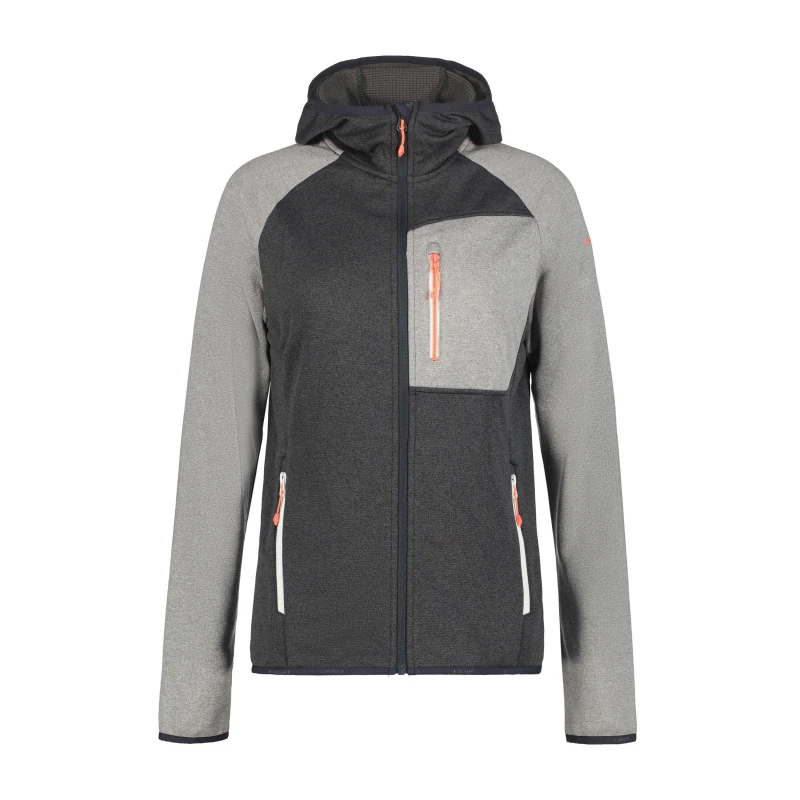 Image of Icepeak Womens Banks Hooded Full-Zip Fleece Fabric Lead-Grey female 10 (S)
