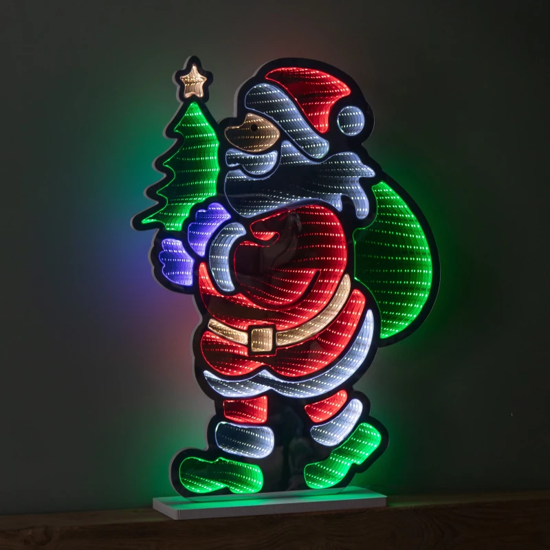 Image of 60cm Light up Standing Santa with Tree Christmas Infinity Light with Multi-Coloured LEDs