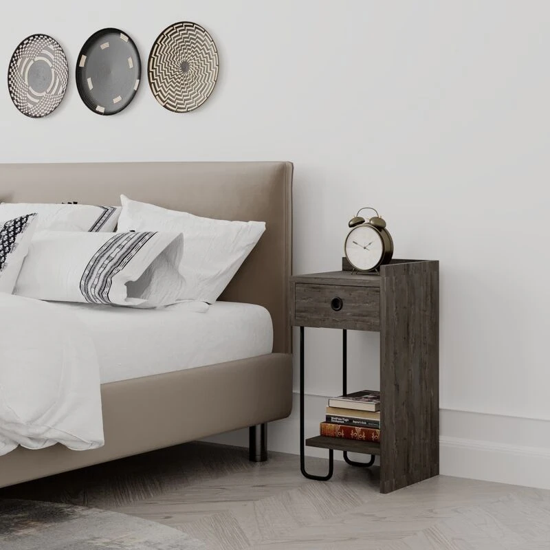 Image of DECORTIE Sirius Modern Bedside Table Right Module Dark Coffee 32cm Width Bedroom Furniture - Dark Coffee - Decortie M.KO.23322.4