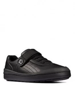 Image of Clarks Kid Rock Pass School Shoe - Black