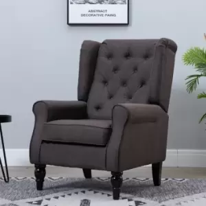 image of HOMCOM Accent Armchair Retro Vintage Tufted Fabric Brown