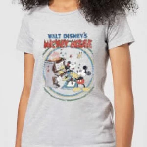Image of Disney Mickey Mouse Retro Poster Piano Womens T-Shirt - Grey - 3XL