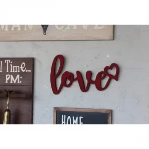 Image of Red Love Red Decorative Wooden Wall Accessory