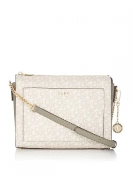 Image of DKNY Coated logo medium box cross body bag Grey