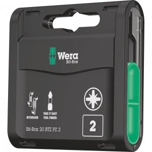 image of Wera Bit-Box Bi-Torsion Pozi Screwdriver Bits PZ2 25mm Pack of 20