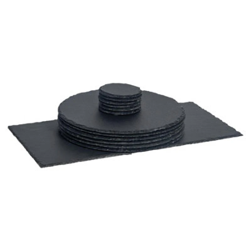 Image of Argon Tableware 13 Piece Round Slate Placemats & Coasters Set Grey unisex