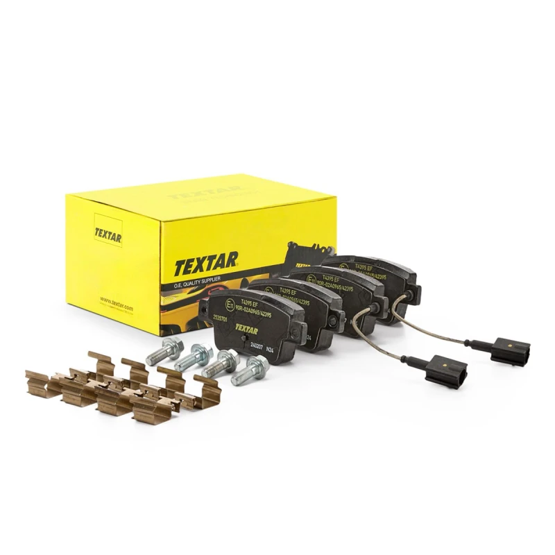 Image of TEXTAR 2535701 Brake pad set Q+ with integrated wear warning contact, with accessories, with brake caliper screws Brake Pad Set,disc brake (402)
