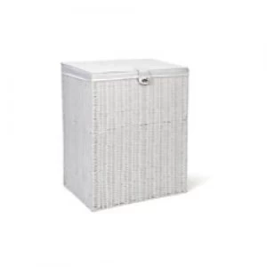 image of ARPAN Laundry Basket WB-9358-LWT Plastic White 58.5cm With Removable Lid L 85