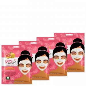 Image of yes to Grapefruit Vitamin C Glow Boosting Single Use Mask (Pack of 4)