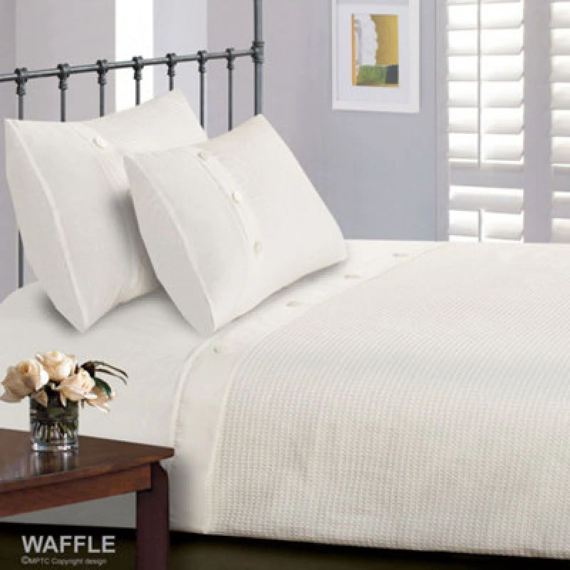 Image of Intimates White Waffle Button Duvet Cover And Pillowcase Set Super King