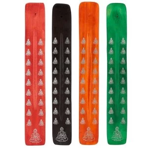 Image of Buddha Wooden (Pack Of 4) Incense Burner Ash Catcher