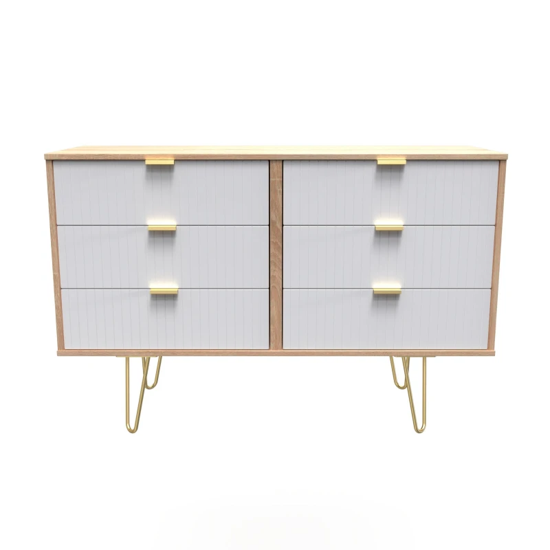 Image of Fiji Ready Assembled Green & Oak 1 Drawer Wide Bedside Chest (H)429mm (W)450mm (D)395mm