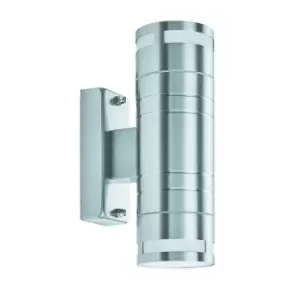 image of 2 Light Outdoor Up Down Wall Light Stainless Steel IP44, GU10