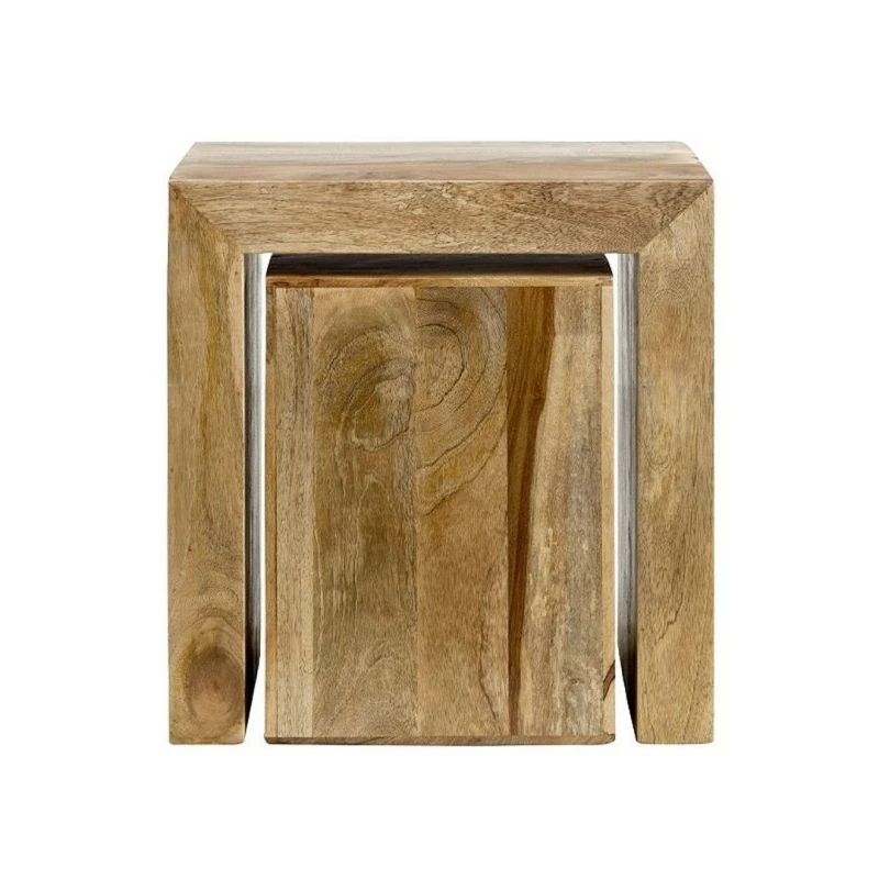 Image of Jaipur Furniture Ltd Cube Nest Tables - Mango Wood - L35 x W50 x H54cm - Light Finish in Brown Brown Unisex