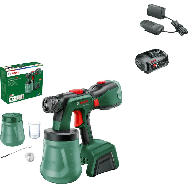 Image of Bosch ADVANCEDSPRAY 18V-500 P4A 18v Cordless Paint Spray System ADVANCEDSPRAY 18V-500 Batteries: 1 x 2.5ah Li-ion