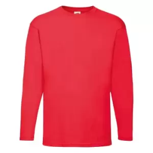 Image of Fruit Of The Loom Mens Valueweight Crew Neck Long Sleeve T-Shirt (L) (Red)