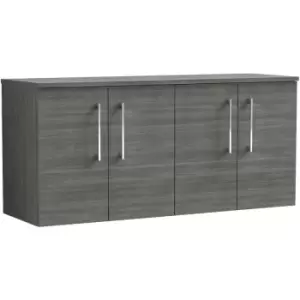 image of Arno Anthracite 1200mm Wall Hung 4 Door Vanity Unit with Worktop - ARN523W2 - Anthracite - Nuie