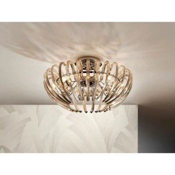 image of Schuller Ariadna - 9 Light Crystal Flush Ceiling Light Chrome, champagne, G9