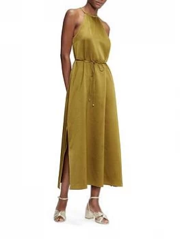 Image of Ted Baker Roxieyy Halter Neck Midi Dress - Khaki, Size 2=10, Women