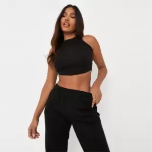 image of Missguided Extreme Racer Neck with Curved Hem - Black