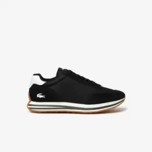 Image of Mens Lacoste L-Spin Leather Colour Contrast Trainers Size 10 UK Black / Gum
