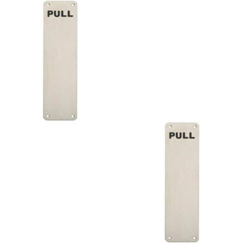 Image of Loops 2x Pull Engraved Door Finger Plate 300 x 75mm Satin Stainless Steel Push Plate Metallics