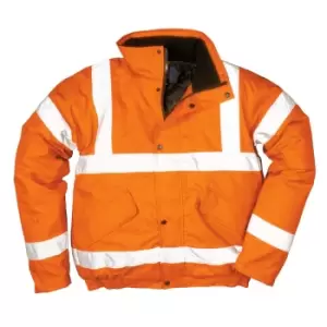 image of Portwest Mens Hi-Vis Safety Workwear Bomber Jacket GO/RT (L) (Orange)