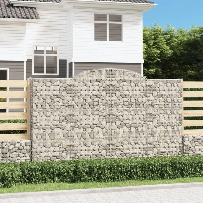 Image of vidaXL Arched Gabion Baskets 3 pcs 300x30x180/200cm Galvanised Iron, Silver 3146594