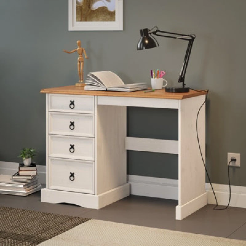 Image of MERCERS FURNITURE Corona White Dressing Table Computer Desk WHTWAX38