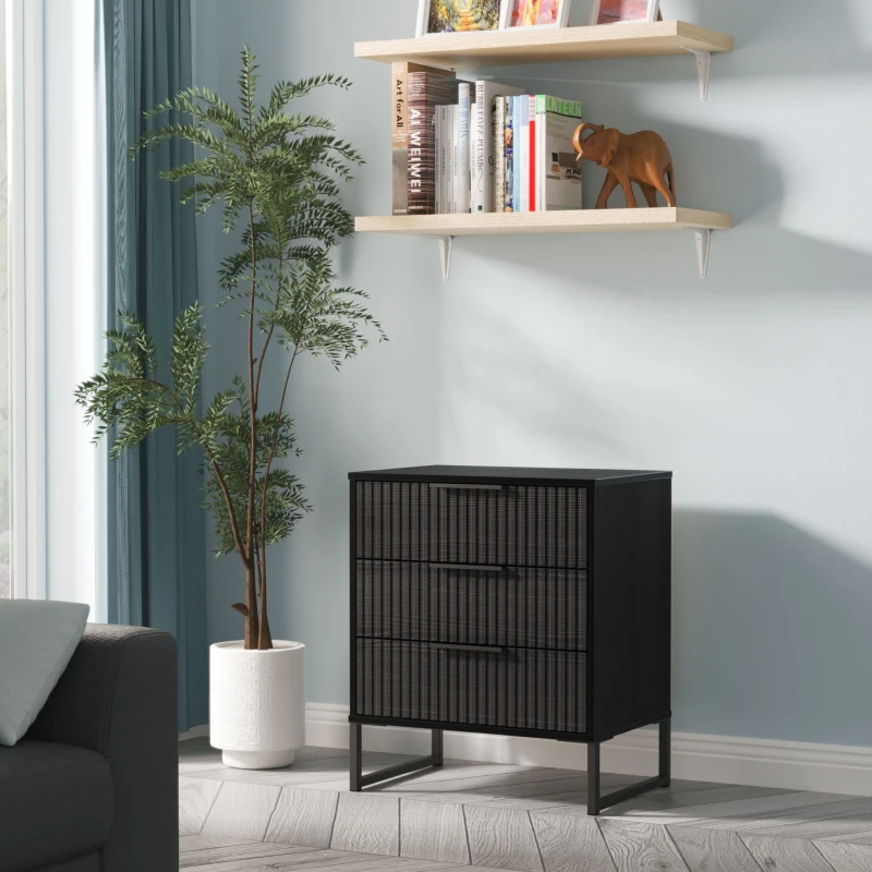 Image of Ready Assembled 2 U Menai 3 Drawer Chest (Ready Assembled) in Black Unisex