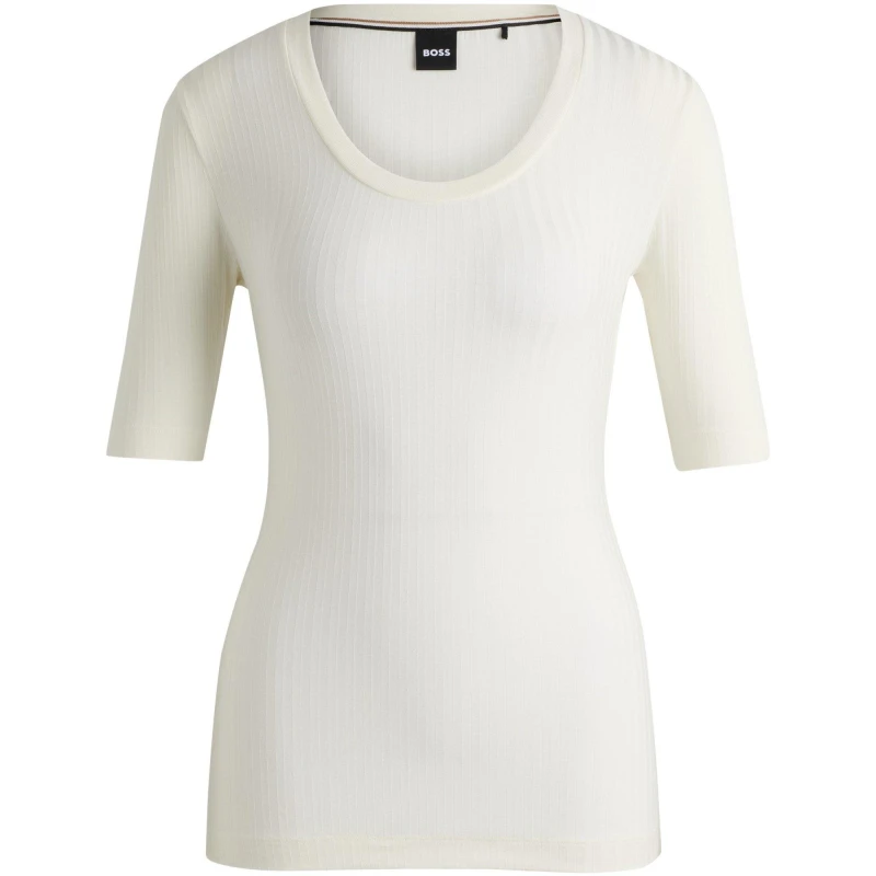 Image of Boss Womens Effilie Short Sleeve Polo Shirt Open White female 10 (M)