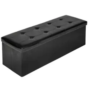 image of TecTake Storage Bench Foldable Made Of Synthetic Leather 110X38X38Cm - Black