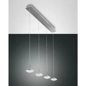 Image of Fabas Luce Hale LED Straight Bar Pendant Ceiling Light Brushed Aluminum Glass