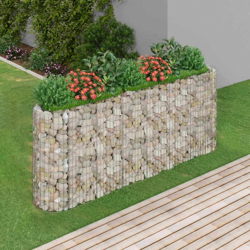 Image of vidaXL Gabion Raised Bed Galvanised Iron 260x50x100 cm, Silver 152034