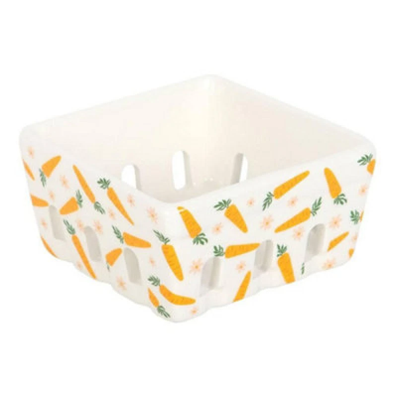 Image of Something Different Something Different Carrot Patch Ceramic Basket in White White One Size Unisex 5063693979614