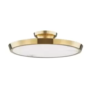 Draper LED Flush Mount Brass, Alabaster