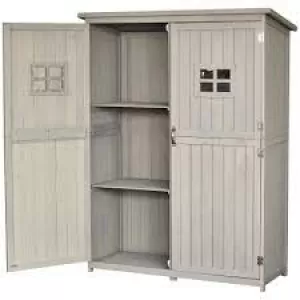 Image of Outsunny Wooden Outdoor Garden Shed 127.5L x 50W x 164H cm Grey