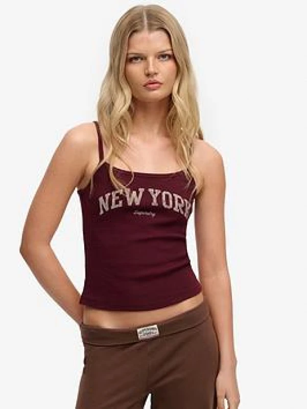 Image of Superdry Womens Graphic Print Tank Top Superdry Athletic Essentials Rouge Female S