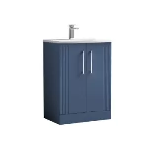 image of Nuie Deco 600mm Floor Standing 2 Door Vanity & Basin 4 - Satin Blue