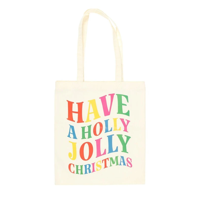 Image of Something Different Womens Have A Holly Jolly Christmas Polyester Tote Bag in White White Female One Size